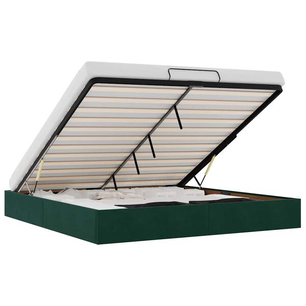 vidaXL Ottoman s&auml;ngram utan madrass m&ouml;rkgr&ouml;n 200x200 cm sammet