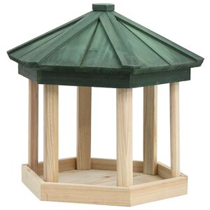 vidaXL F&aring;gelmatare oktagonal massivt grantr&auml; 33x30 cm