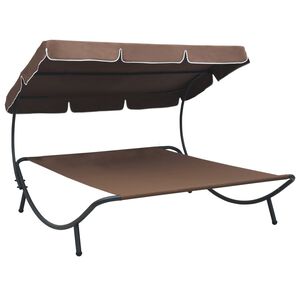vidaXL Sols&auml;ng dubbel med tak brun
