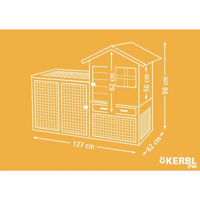 Kerbl Kaninbur Freetime Luke 127x62x98 cm laserat trä