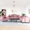 vidaXL Soffgrupp med dynor 3 delar rosa sammet