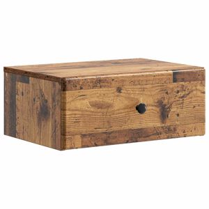 vidaXL V&auml;ggmonterat S&auml;ngbord med l&aring;da Gammalt tr&auml; 49 x 34,5 x 20 cm