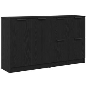 vidaXL Sideboard 3 pcs Svart Ek Konstruerat tr&auml;