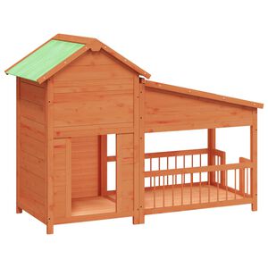 vidaXL Hundg&aring;rd brun 143x60,5x109 cm massiv furu