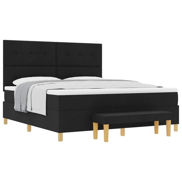 vidaXL B&auml;ddfj&auml;der med madrass med huvudgavel Svart 180 x 200 cm tyg