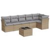 vidaXL Matgrupp f&ouml;r tr&auml;dg&aring;rden med dynor 7 delar beige konstrotting