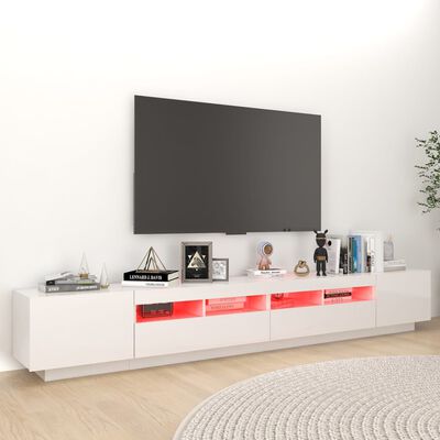 vidaXL TV-bänk med LED-belysning vit högglans 260x35x40 cm