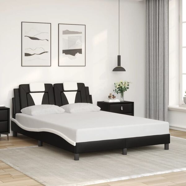 vidaXL Bed Frame "Viana" without Mattress Black and White 120x200 cm Faux Leather