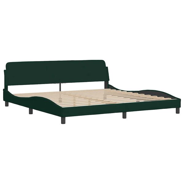 vidaXL Bed with Mattress "Dover" Dark Green 200x200 cm Velvet