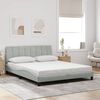 vidaXL Bed Frame with LED without Mattress "Hanko" Light Grey 160x200 cm Velvet