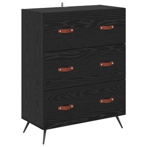 vidaXL Kommode med l&aring;da Svart Ek 69,5 x 34 x 90 cm Konstruerat tr&auml;