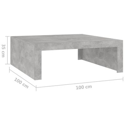 vidaXL Soffbord betonggrå 100x100x35 cm spånskiva