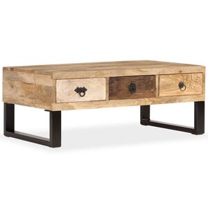 vidaXL Soffbord med 3 l&aring;dor massivt mangotr&auml; 90x50x35 cm