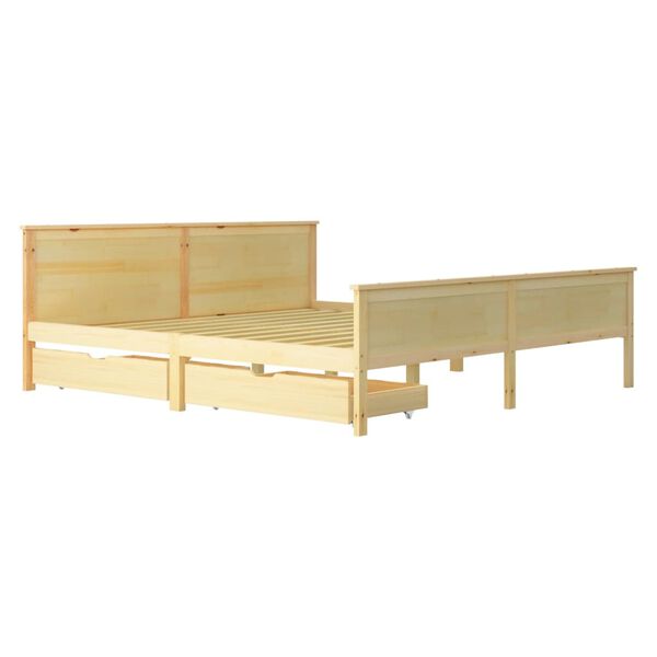 vidaXL S&auml;ngram med 2 l&aring;dor massiv furu 200x200 cm