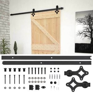 vidaXL Skjutd&ouml;rr Naturlig och svart 80 x 210 cm Massiv furu