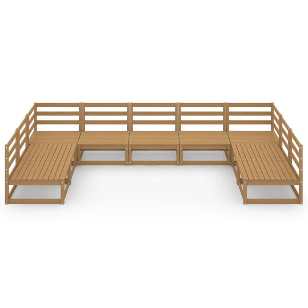 vidaXL Loungegrupp för trädgården 9 delar massiv furu