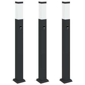 vidaXL Pollare med sensor 3 st 80 cm svart IP44