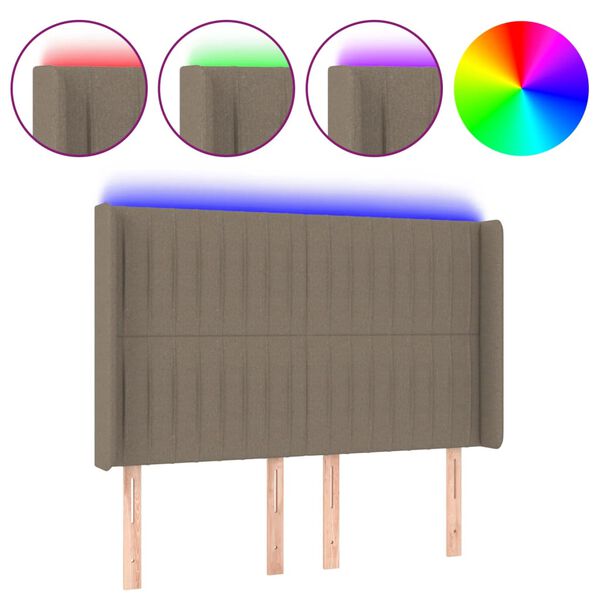 vidaXL S&auml;nggavel LED taupe 147x16x118/128 cm tyg