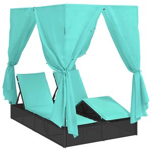 vidaXL Dubbel solstol Justerbar Turkos 205 x 129 x 200 cm konstrotting