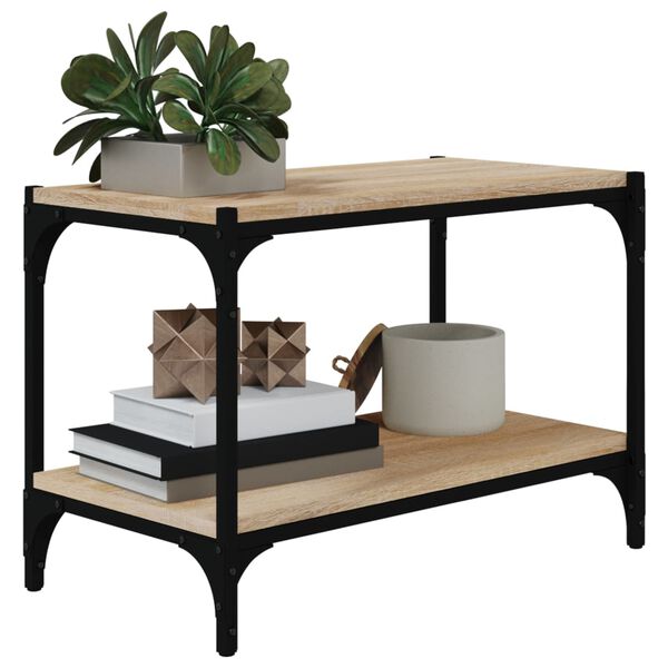 vidaXL Tv-b&auml;nk sonoma-ek 60x33x41 cm konstruerat tr&auml; och st&aring;l