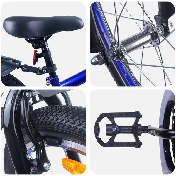 vidaXL Barncykel 20 Tum f&ouml;r 6-11 &aring;r gamla Bl&aring; Svart