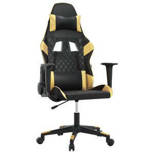 vidaXL Gamingstol med massage svart och guld konstl&auml;der