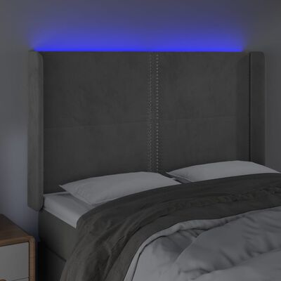 vidaXL Sänggavel LED ljusgrå 147x16x118/128 cm sammet