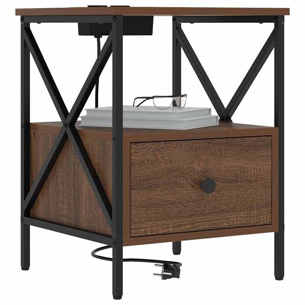 vidaXL Nattduksbord Brun Ek 41,5 x 40,5 x 55 cm Konstruerat tr&auml;