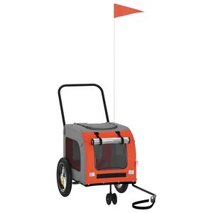 vidaXL Cykelk&auml;rra f&ouml;r husdjur Orange och Gr&aring; 125 x 53 x 54 cm