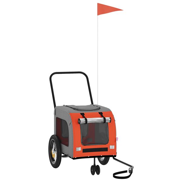 vidaXL Cykelk&auml;rra f&ouml;r husdjur Orange och Gr&aring; 125 x 53 x 54 cm