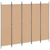 vidaXL 5-panel rumsavskiljare Beige 250 x 200 cm Tyg