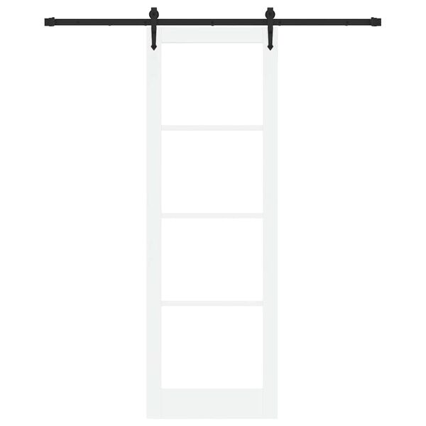 vidaXL Skjutd&ouml;rr Vit och svart 78 x 232 cm Massivt talltr&auml; och glas