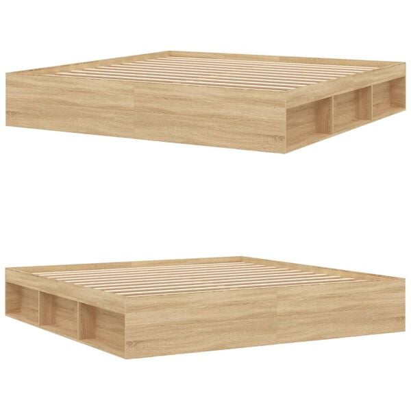 vidaXL Sängram sonoma-ek 200x200 cm