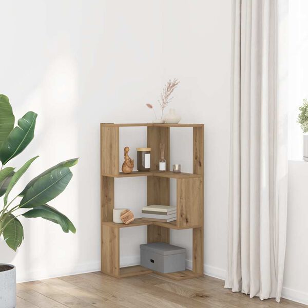 vidaXL Bokhylla hörn 3 hyllplan ek 50x50x102 cm konstruerat trä