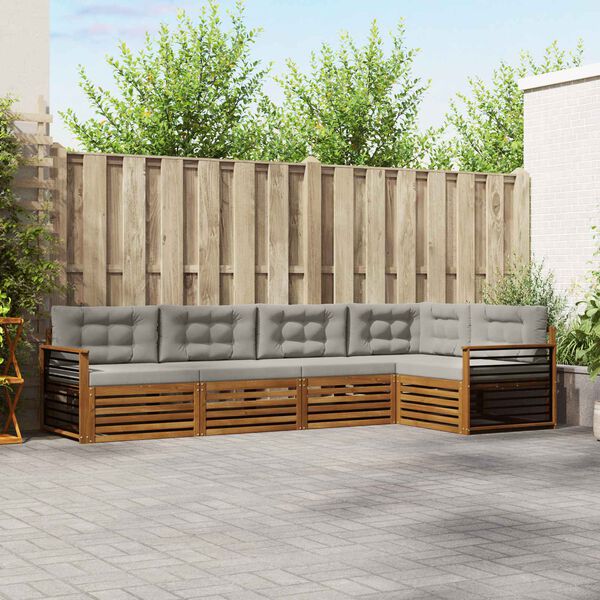 vidaXL Utomhussoffset 5 pcs Naturlig och Ljus Gr&aring; Massivt Akaciatr&auml;