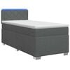 vidaXL Boxspring s&auml;ng med madrass och LED M&ouml;rkgr&aring; 90 x 190 cm Tyg