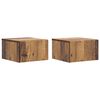 vidaXL V&auml;ggmonterat S&auml;ngbord 2 st Gammalt tr&auml; 33 x 34,5 x 20 cm