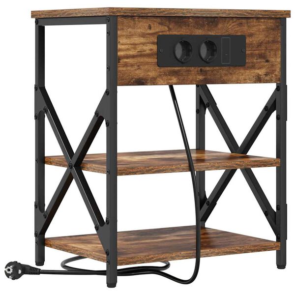 vidaXL Nattduksbord med hylla R&ouml;kt ek 41 x 31 x 51 cm Konstruerat tr&auml;