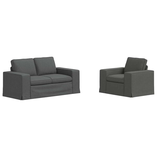 vidaXL Soffa 2 pcs M&ouml;rkgr&aring; 182 x 80 x 82 cm tyg
