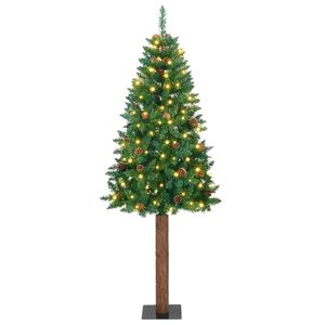 vidaXL Smal julgran med 300 LED-lampor Gr&ouml;n 210 cm PVC och solid furu