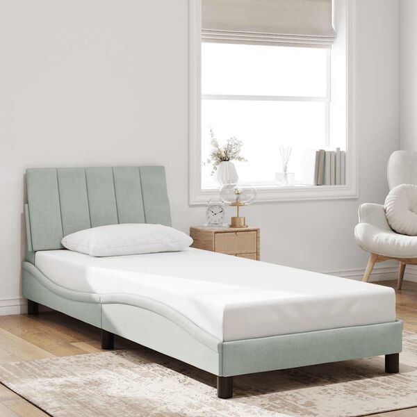 vidaXL Bed Frame without Mattress "Hanko" Light Grey 90x200 cm Velvet