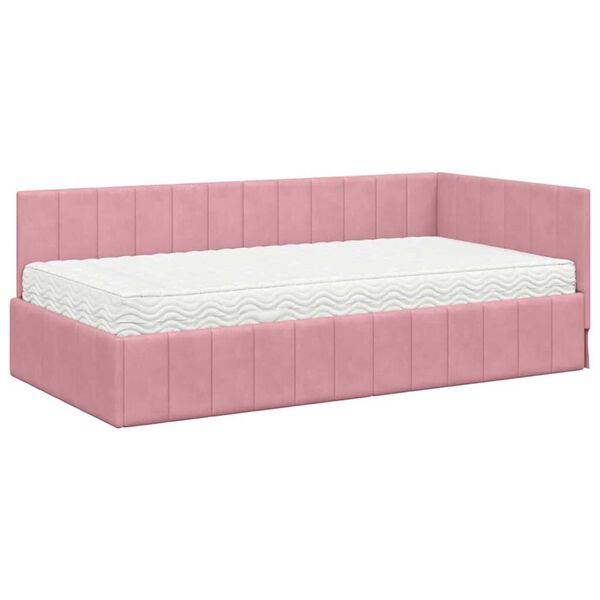 vidaXL Hörn Sängram med Madrass med madrass 2 pcs Grå Sammet