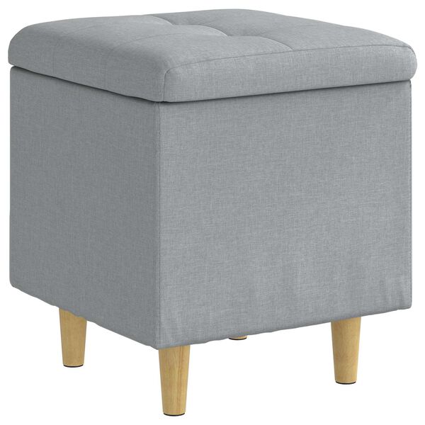 vidaXL Ottoman med f&ouml;rvaring med kudde Ljusgr&aring; 40 x 40 x 45 cm tyg