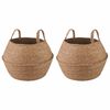 vidaXL Kruka med handtag 2 pcs Naturlig &Oslash; 45 x 36 cm 100% Sj&ouml;gr&auml;s