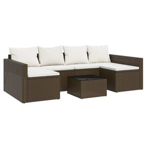 vidaXL Loungegrupp med dynor 2 delar brun konstrotting