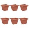 vidaXL Kvadratisk Blomkruka 6 st Murgr&ouml;n 38 x 38 x 30 cm Plast