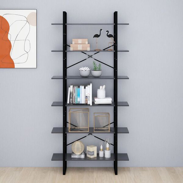 vidaXL H&ouml;g bokhylla gr&aring; 100x30x210 cm konstruerat tr&auml;