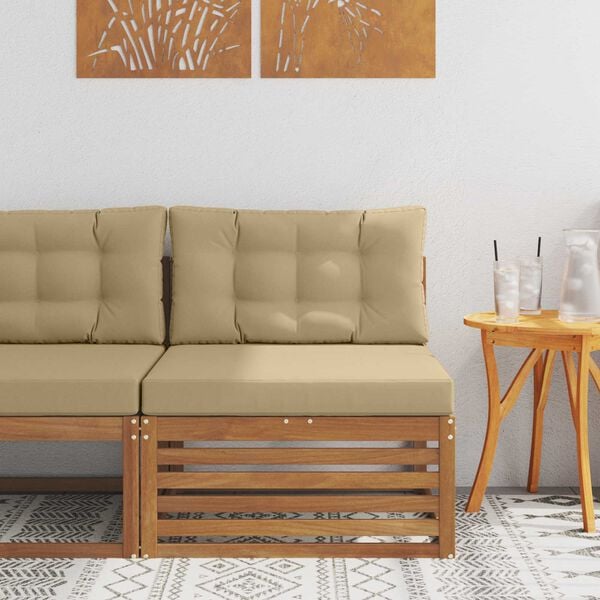 vidaXL Utomhus Mellansoffa Massivt Akaciatr&auml; Naturf&auml;rg