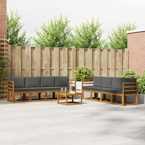 vidaXL Utomhussoffset 9 pcs Naturlig och Antracit Massivt Akaciatr&auml;