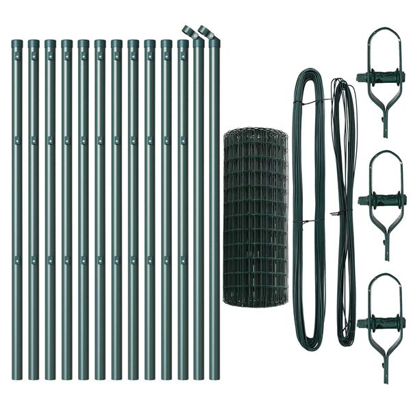 vidaXL St&auml;ngsel med stolpe Gr&ouml;n 0,8 x 25 m St&aring;l och PVC